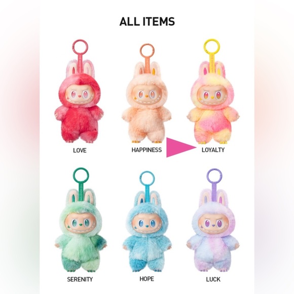 POP MART LABUBU Authentic Bing into Energy “Loyalty”Pink/Yell Plush Keychain NIB - Picture 12 of 12